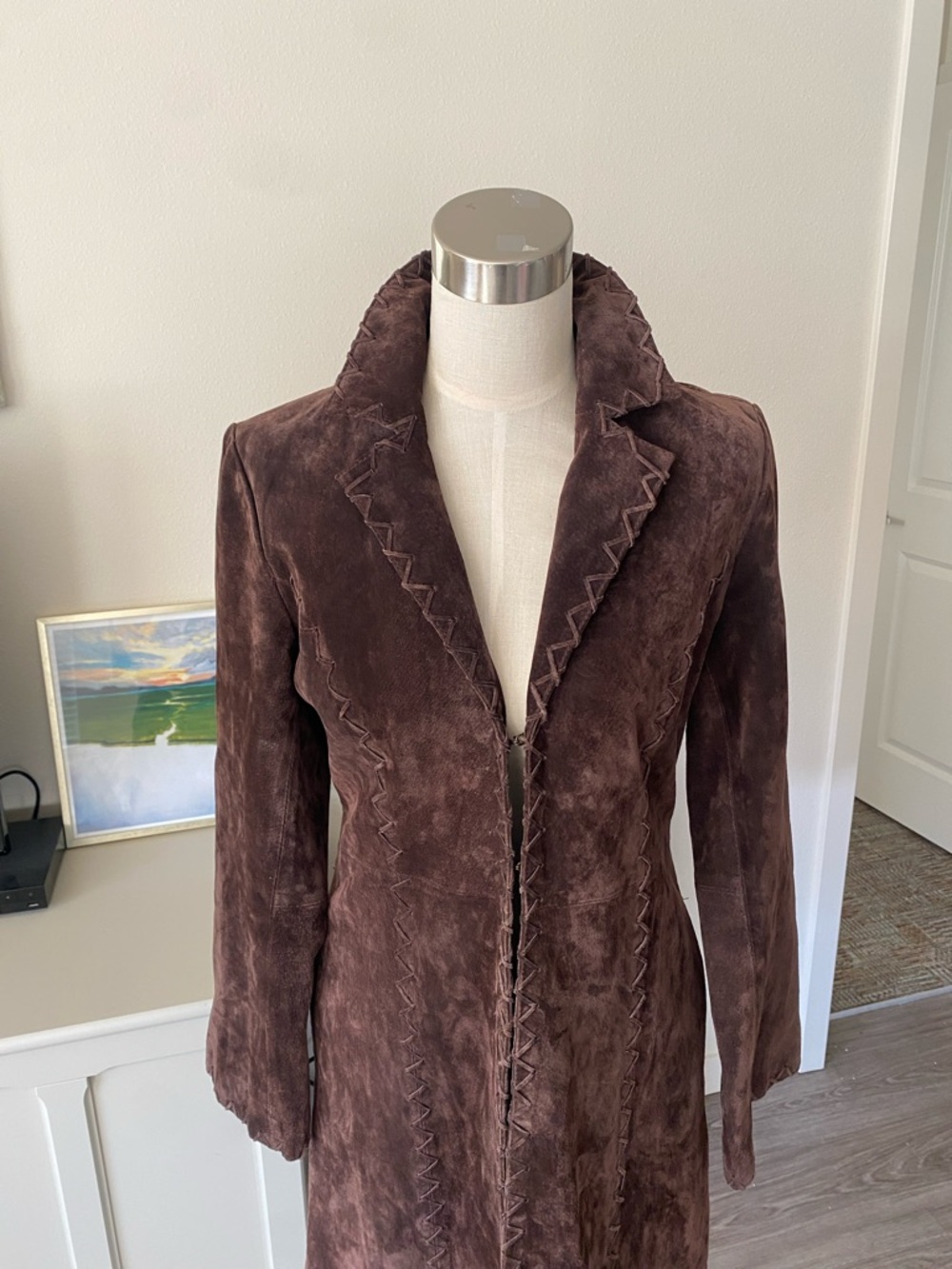 Vintage Y2K Saguaro Whipstitch Leather Coat - Picture 2 of 15
